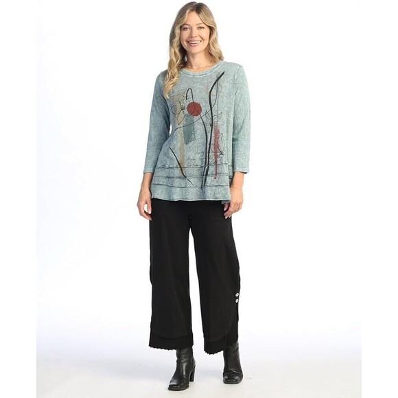 Jess & Jane Mineral Washed Slub Tunic Top Dandelion Artsy Lagenlook Whimsy L - Picture 1 of 9